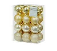 Premier Decorations 60mm Champagne Gold Multi Finish Baubles Pack of 24, none