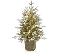 PREMIER Pre-lit Flocked Potted Christmas Tree - 3 ft / 90 cm