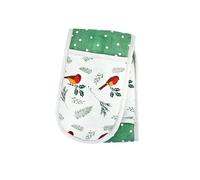 Premier Robin Christmas Double Oven Glove 90cm - Reversible Cotton Padded Kitchen Mitt with Festive Robin & Winter Foliage Print - Heat Resistant Xmas Oven Gauntlet with Hanging Loop
