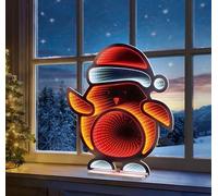 Premier Christmas robin infinity light - led mirror tunnel light - 3D christmas light decoration - 60cm - christmas robin - multi coloured indoor christmas lights.