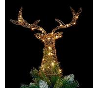 42cm Premier Christmas Lit Rose Gold Twinkling Stag Head Sculpture in Warm White