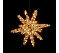 Premier Rose Gold Wire Wrapped Sputnik 3D Hanging Light Up Christmas Festive Decoration with 300 Twinkling Warm White LEDs 30cm, Indoor Outdoor Use