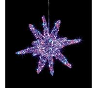 Premier Rose White Wire Wrapped Sputnik 3D Hanging Light Up Christmas Festive Decoration with 300 Twinkling Rainbow LEDs 30cm, Indoor Outdoor Use