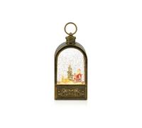 Premier Santa and Tree Scene Water Spinner Lantern - 24 cm Antique Gold Christmas Decoration with Warm White LED Lights - Battery Operated Snow Effect Festive Ornament