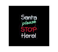 Premier - Santa Please Stop Here Hanging Lit Sign - 35cm