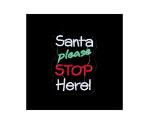 Premier - Santa Please Stop Here Hanging Lit Sign - 35cm
