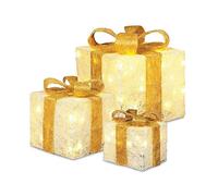 Premier Set Cream Glitter Parcels With Gold Ribbons by Premier