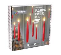 Premier Set of 10 Floating Red Candles Battery Operated Warm White Lights Christmas Decoration