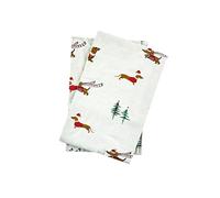 Premier Set of 2 Christmas Dog Tea Towels - 45 x 65cm Festive Cotton Kitchen Towels