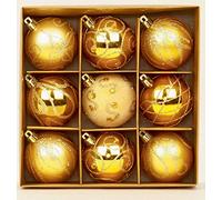 Premier - Set of 9 Gold Christmas Tree Baubles 6 cm