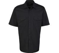 PREMIER Short Sleeve Pilot Shirt - 3 Colours - 14.5"-19" Collar - Black 14.5"