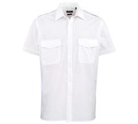 PREMIER Short Sleeve Pilot Shirt - 3 Colours - 14.5"-19" Collar - Black 14.5"