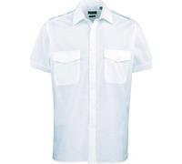 PREMIER Short Sleeve Pilot Shirt - 3 Colours - 14.5"-19" Collar - Black 14.5"