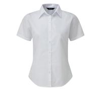 Premier Women's poplin Short Sleeve Blouse, Ladies Plain Work Shirt-White-Size 10