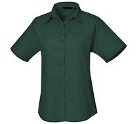 Premier Short Sleeve Poplin Blouse/Plain Work Shirt (14) (Bottle)