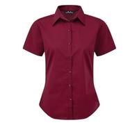 Premier Short Sleeve Poplin Blouse/Plain Work Shirt (16) (Burgundy)