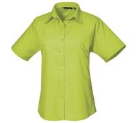 Premier Short Sleeve Poplin Blouse/Plain Work Shirt (22) (Lime)