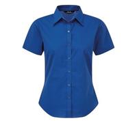 Premier Women's poplin Short Sleeve Blouse, Ladies Plain Work Shirt-Royal-Size 22