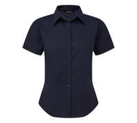 Premier Women's poplin Short Sleeve Blouse, Ladies Plain Work Shirt-Navy-Size 26