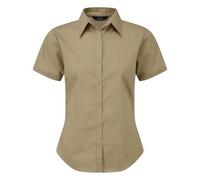 Premier Workwear Women's Short Sleeve Poplin Blouse – Fitted, Easycare Workwear – Khaki