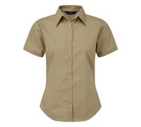 (18, Khaki) Premier Short Sleeve Poplin Blouse / Plain Work Shirt