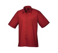 Premier Short Sleeve Poplin Shirt Burgundy Men Formal Work Clothing