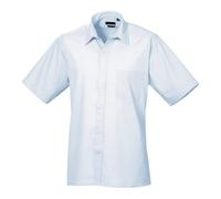 Premier Short Sleeve Poplin Shirt Light Blue Men’s Formal Workwear 30 Colours