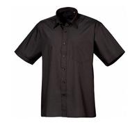 Premier Short Sleeve Poplin Shirt Men Black Formal Work Collared 30 Colours
