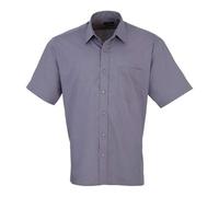 Premier Short Sleeve Poplin Shirt Steel Men Work Formal Collared 30 Colours