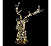 Premier Silver Reindeer Head Lit with 30 White LEDs