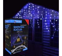 23.8m (960 LED) Premier Outdoor LED Icicle Christmas TIMER Lights - Blue & White