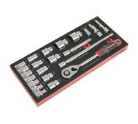 Premier Socket Set With Tool Tray 1/2inSq Drive 22Pc