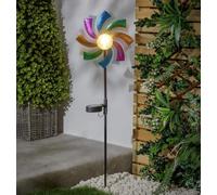 Premier Solar Light Co Wind Spinner Stake Light - Multicolour Easy To Install||Warm White LED||Automatically Turns On at Dusk||Rechargeable Battery|| Dimensions: W20 x D10 x H77.5cm