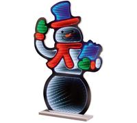 PREMIER Standing Waving Snowman Infinity Mirror with Multicolour LEDs - 60 cm