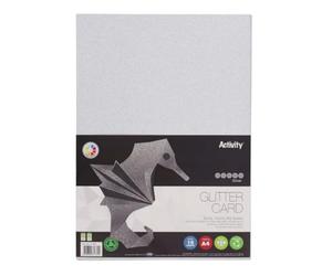 Premier Stationery A4 250gsm Glitter Card - Silver. Pack of 10