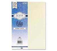 Premier Stationery A4 300gsm Ivory Coloured Linen Card, Activity Card, Ivory Paper a4 for Art & Craft Activities, (Pack of 100 Sheets)