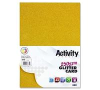 Premier Stationery A4 Gold Glitter Card (250gsm)- Pack of 10, Perfect for kids art & craft card making activities, DIY Crafts, Scrapbooking and much more.