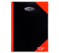 Premier Stationery A4 Hardcover Notebook. 384 Pages., Black/Red, S2872415
