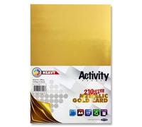Premier Stationery A4 Metallic Gold Card (210gsm)- Pack of 25, A4 Card for printers, Perfect for kids art & craft card making activities, DIY Crafts, Scrapbooking and much more