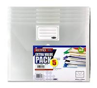 Premier Stationery A4 Size Stud Wallet - Clear. Pack of 5
