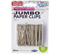 Premier Stationery H2749153 50 mm Jumbo Paper Clips (Pack of 80)