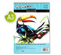 Premier Stationery Icon Spiral Bound Sketch Pad, 110gsm A3 Artist Sketch Pad, Double Sided White Paper, Drawing Pad, Ideal for Sketch Pencils, Graphite & Charcoals (449g, 30 Sheets)