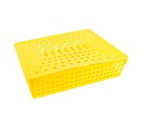 Premier Stationery Premto A4 Heavy Duty File Storage Basket with Durable hinged lid and Side Handles. Sunshine Colour.