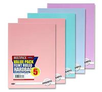 Premier Stationery Premto Pastel A4 160pg Hardcover Notebook. Assorted Colours. Pack of 5.