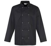 Premier Studded Front Long Sleeve Chefs Jacket/Chefswear (L) (Black)