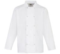 (3XL, White) Premier Studded Front Long Sleeve Chefs Jacket / Chefswear (Pack of 2)