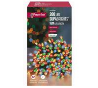 200 LED (16m) Premier Supabright LED Christmas Lights with Timer Multi Coloured
