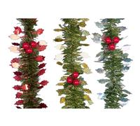 Premier Tinsel Holly Artificial Garland (One Size) (Green/Red)