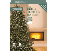 Premier TreeBrights Mains Operated 5000 LED Lights Warm White, Multi-Action with Timer Function, Indoor/Outdoor Use, Ideal for Trees Over 12ft