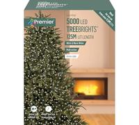 Premier TreeBrights Mains Operated 5000 LED Lights White/Warm White, Multi-Action with Timer Function, Indoor/Outdoor Use, Use on Trees Over 12ft
